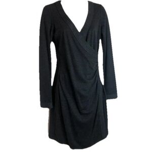 Max Studio Grey Knit Wrap Dress Women’s Stretch V Neck Long Sleeve Pullover S